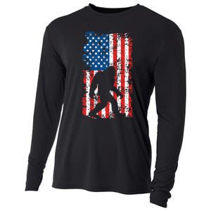 Bigfoot American Flag Sasquatch Cooling Performance Long Sleeve Crew