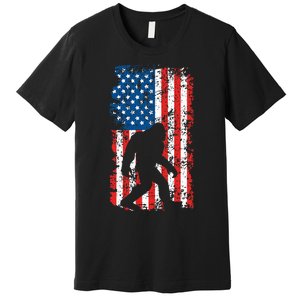 Bigfoot American Flag Sasquatch Premium T-Shirt