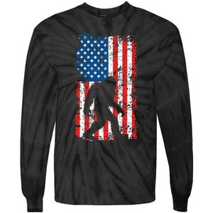 Bigfoot American Flag Sasquatch Tie-Dye Long Sleeve Shirt