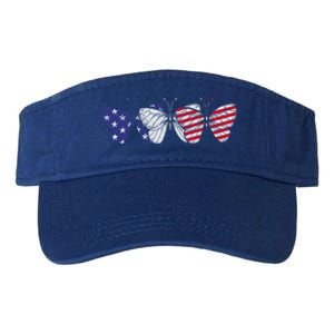 Butterfly American Flag Patriotic Butterfly 4th Of July Gift Valucap Bio-Washed Visor