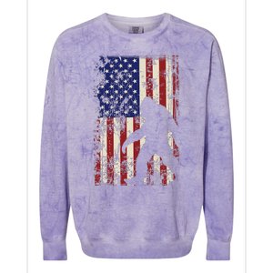 Bigfoot American Flag 4th Of July Patriotic Colorblast Crewneck Sweatshirt