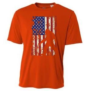 Bigfoot American Flag 4th Of July Patriotic Cooling Performance Crew T-Shirt