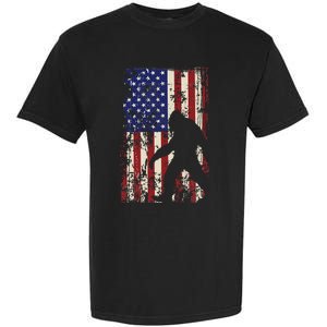 Bigfoot American Flag 4th Of July Patriotic Garment-Dyed Heavyweight T-Shirt