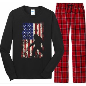 Bigfoot American Flag 4th Of July Patriotic Long Sleeve Pajama Set