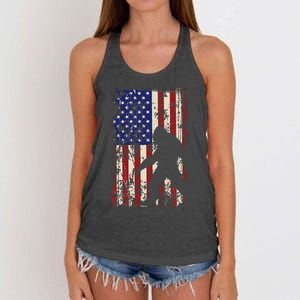 Bigfoot American Flag 4th Of July Patriotic Women's Knotted Racerback Tank