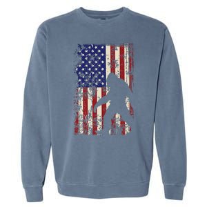 Bigfoot American Flag 4th Of July Patriotic Garment-Dyed Sweatshirt