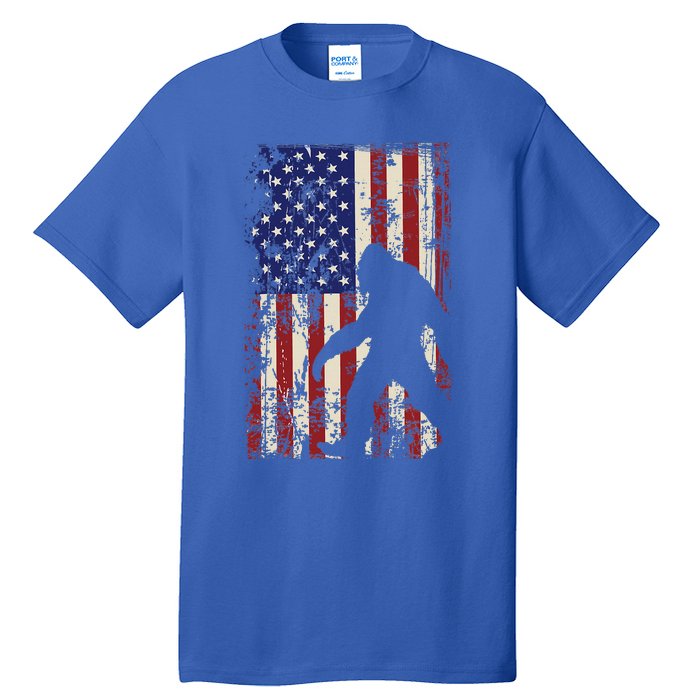 Bigfoot American Flag 4th Of July Patriotic Tall T-Shirt