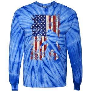 Bigfoot American Flag 4th Of July Patriotic Tie-Dye Long Sleeve Shirt