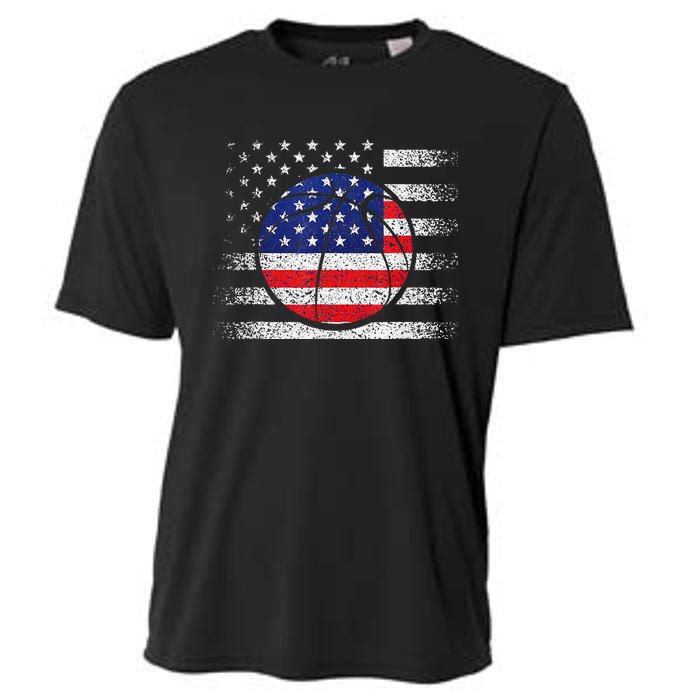 Basketball American Flag 4th Of July USA Sports Team Players Cooling Performance Crew T-Shirt