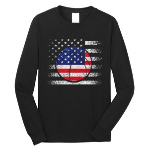 Basketball American Flag 4th Of July USA Sports Team Players Long Sleeve Shirt