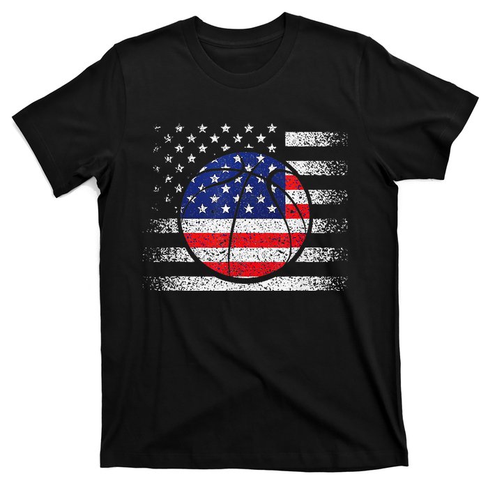 Basketball American Flag 4th Of July USA Sports Team Players T-Shirt