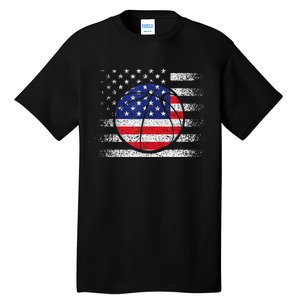 Basketball American Flag 4th Of July USA Sports Team Players Tall T-Shirt