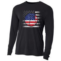 Basketball American Flag 4th Of July USA Sports Team Players Cooling Performance Long Sleeve Crew