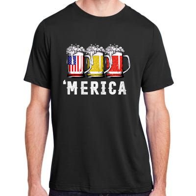 Beer American Flag 4th Of July Merica Usa Adult ChromaSoft Performance T-Shirt