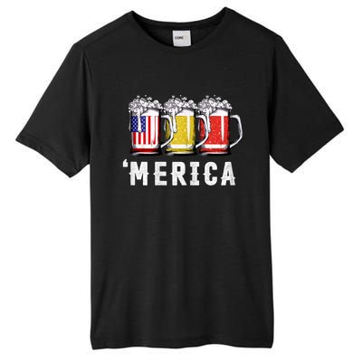 Beer American Flag 4th Of July Merica Usa Tall Fusion ChromaSoft Performance T-Shirt