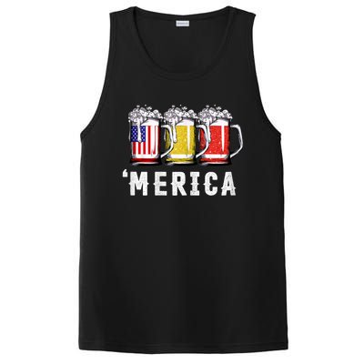 Beer American Flag 4th Of July Merica Usa PosiCharge Competitor Tank