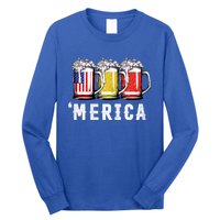 Beer American Flag 4th Of July Merica Usa Long Sleeve Shirt