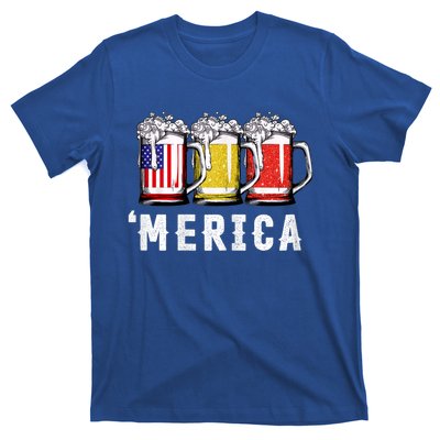 Beer American Flag 4th Of July Merica Usa T-Shirt