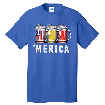 Beer American Flag 4th Of July Merica Usa Tall T-Shirt