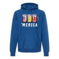 Beer American Flag 4th Of July Merica Usa Premium Hoodie