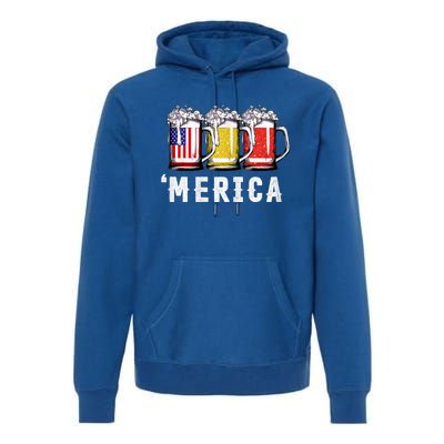 Beer American Flag 4th Of July Merica Usa Premium Hoodie