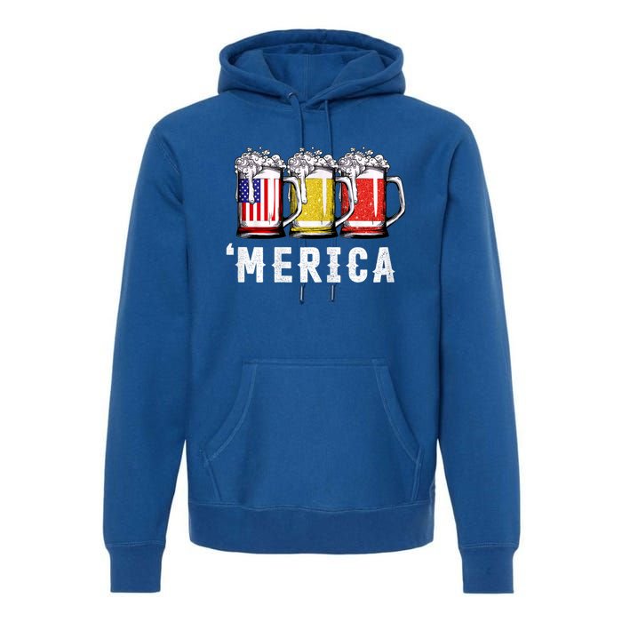 Beer American Flag 4th Of July Merica Usa Premium Hoodie