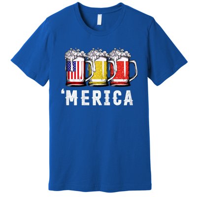 Beer American Flag 4th Of July Merica Usa Premium T-Shirt