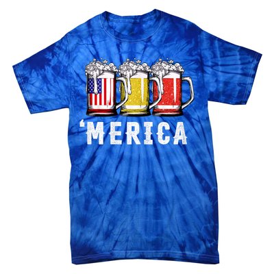 Beer American Flag 4th Of July Merica Usa Tie-Dye T-Shirt