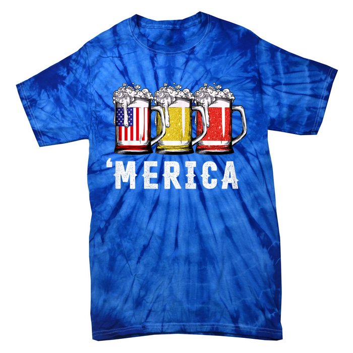 Beer American Flag 4th Of July Merica Usa Tie-Dye T-Shirt