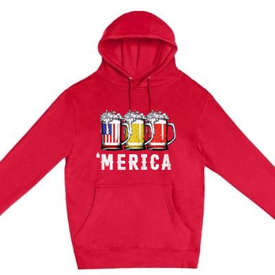 Beer American Flag 4th Of July Merica Usa Premium Pullover Hoodie