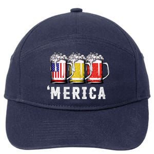 Beer American Flag 4th Of July Merica Usa 7-Panel Snapback Hat