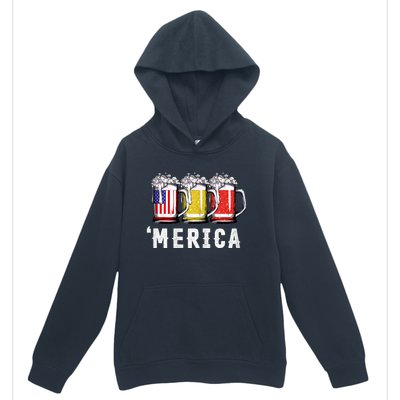 Beer American Flag 4th Of July Merica Usa Urban Pullover Hoodie