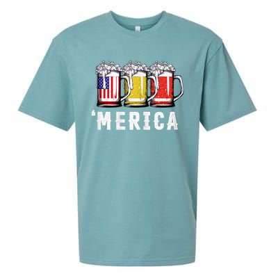 Beer American Flag 4th Of July Merica Usa Sueded Cloud Jersey T-Shirt