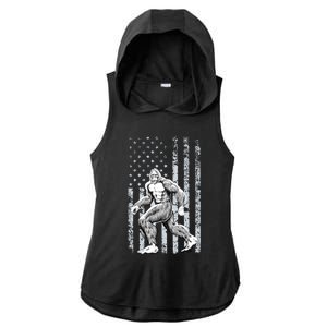 Bigfoot American Flag Ladies PosiCharge Tri-Blend Wicking Draft Hoodie Tank