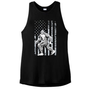 Bigfoot American Flag Ladies PosiCharge Tri-Blend Wicking Tank