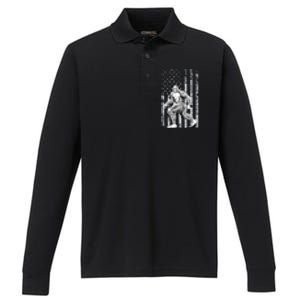 Bigfoot American Flag Performance Long Sleeve Polo