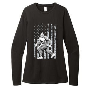 Bigfoot American Flag Womens CVC Long Sleeve Shirt