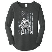 Bigfoot American Flag Women's Perfect Tri Tunic Long Sleeve Shirt