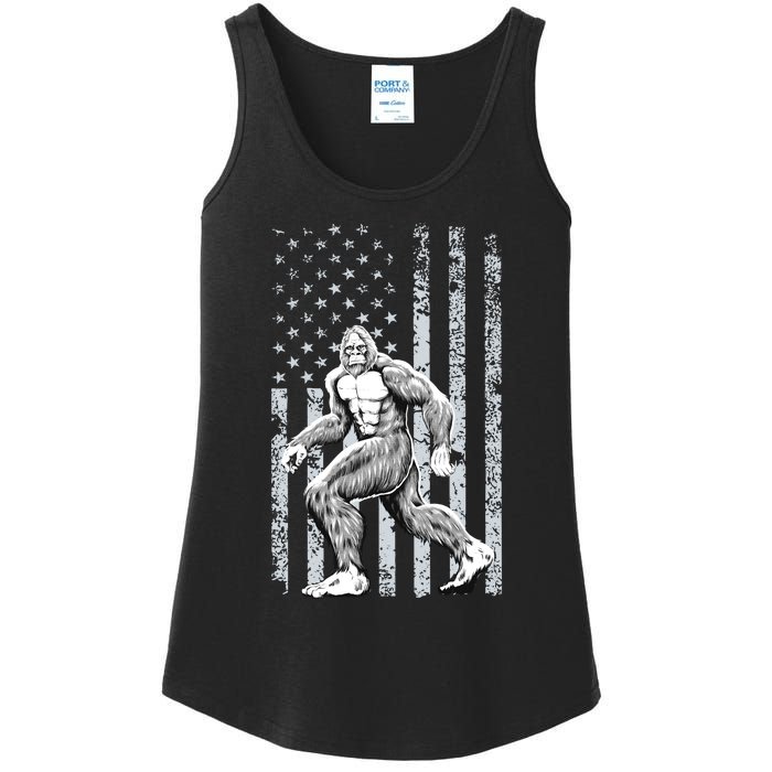 Bigfoot American Flag Ladies Essential Tank