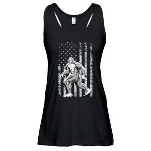 Bigfoot American Flag Ladies Essential Flowy Tank