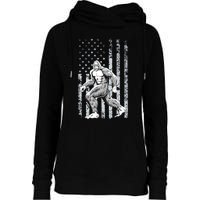 Bigfoot American Flag Womens Funnel Neck Pullover Hood