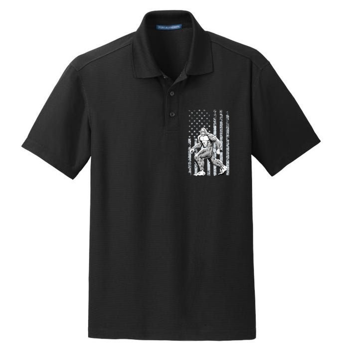 Bigfoot American Flag Dry Zone Grid Polo