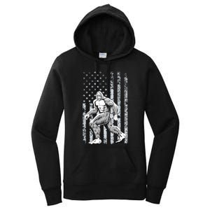 Bigfoot American Flag Women's Pullover Hoodie