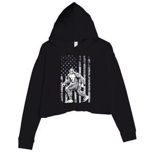 Bigfoot American Flag Crop Fleece Hoodie