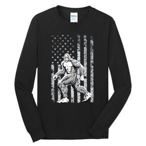 Bigfoot American Flag Tall Long Sleeve T-Shirt