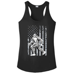 Bigfoot American Flag Ladies PosiCharge Competitor Racerback Tank