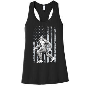 Bigfoot American Flag Women's Racerback Tank