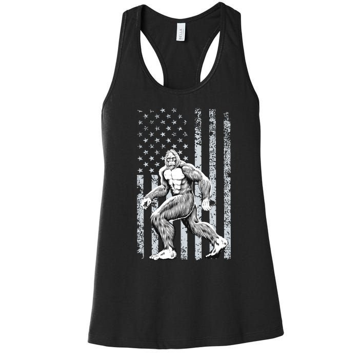 Bigfoot American Flag Women's Racerback Tank