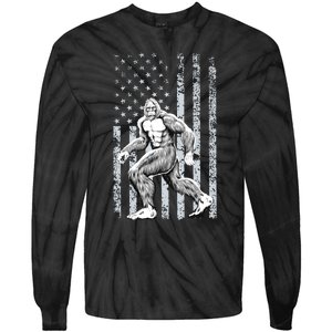 Bigfoot American Flag Tie-Dye Long Sleeve Shirt