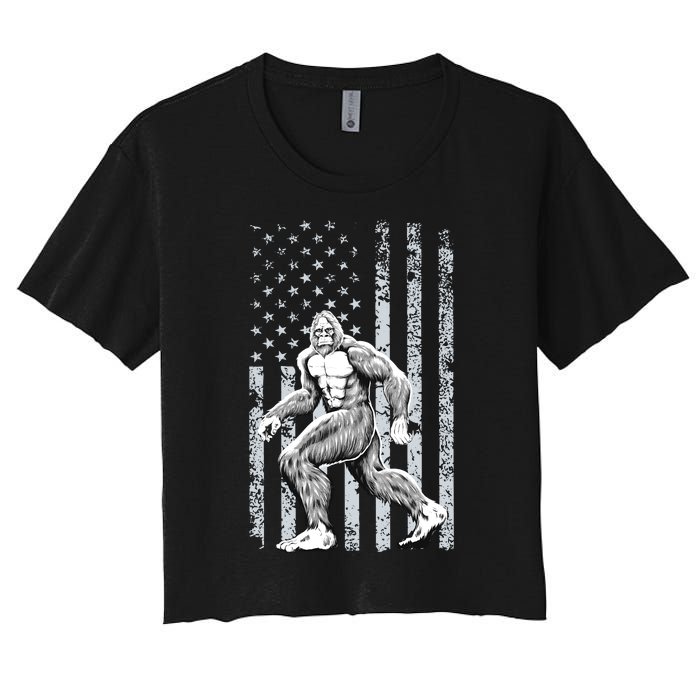 Bigfoot American Flag Women's Crop Top Tee